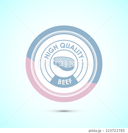 High quality beef icon design illustration, High quality beef meat badge, Fresh meat label, Button design High quality beef icon design illustration, High quality beef meat badge, Fresh meat label, Button design 123721785