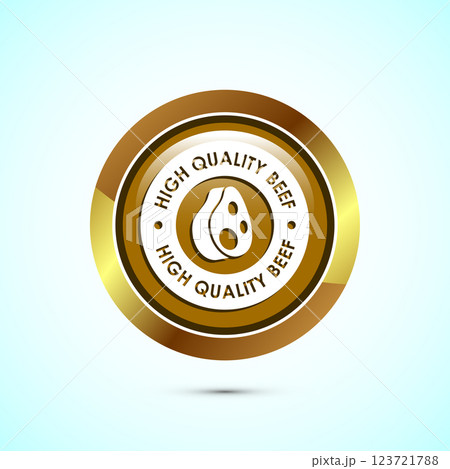 High quality beef icon design illustration, High quality beef meat badge, Fresh meat label, Button design  123721788