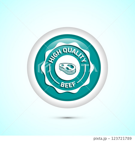 High quality beef icon design illustration, High quality beef meat badge, Fresh meat label, Button design  123721789