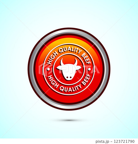 High quality beef icon design illustration, High quality beef meat badge, Fresh meat label, Button design  123721790
