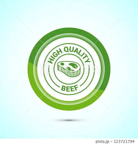 High quality beef icon design illustration, High quality beef meat badge, Fresh meat label, Button design  123721794