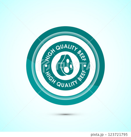High quality beef icon design illustration, High quality beef meat badge, Fresh meat label, Button design  123721795