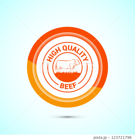 High quality beef icon design illustration, High quality beef meat badge, Fresh meat label, Button design  123721796