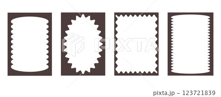 Groovy frame jagged scallop edge, frame text box or border. Curve funky y2k retro form, geometric shape, framework. Wiggle figure, rectangle. Groovy frame jagged scallop edge, frame text box or border. Curve funky y2k retro form, geometric shape, framework. Wiggle figure, rectangle. 123721839