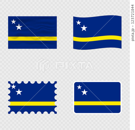 Curacao national flag in four different styles. 123721844