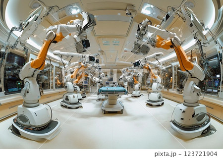 Advanced robotic surgery technology in a modern operating room enhances precision and efficiency 123721904