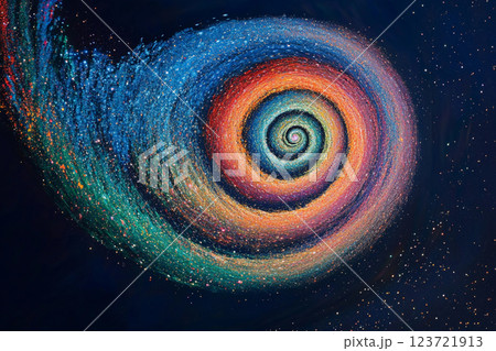Colorful swirling galaxy creating a mesmerizing vortex effect in space at night 123721913
