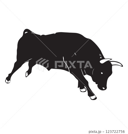 Cow graphic icon. Cow black silhouette isolated on white background. Vector illustratio 123722756