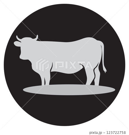 Cow graphic icon. Cow black silhouette isolated on white background. Vector illustratio 123722758