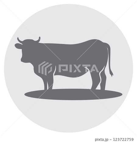 Cow graphic icon. Cow black silhouette isolated on white background. Vector illustratio Cow graphic icon. Cow black silhouette isolated on white background. Vector illustratio 123722759