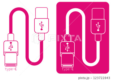 USB Type C wire and cable vector icons set with clear design and usability features 123722843