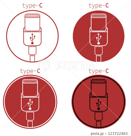 Collection of USB Type-C icons in vector format with varying designs and colors 123722863