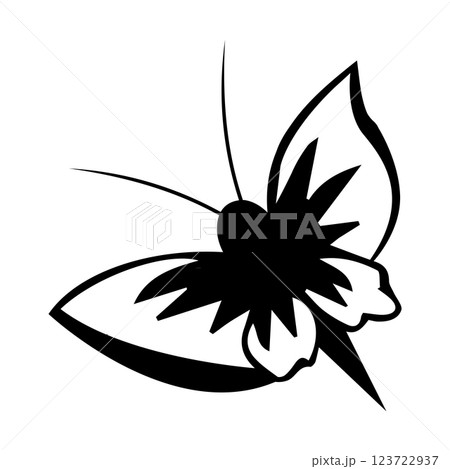 Butterflies silhouette black background on white Background Butterflies silhouette black background on white Background 123722937