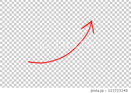 手描きの赤い細い矢印 123723148
