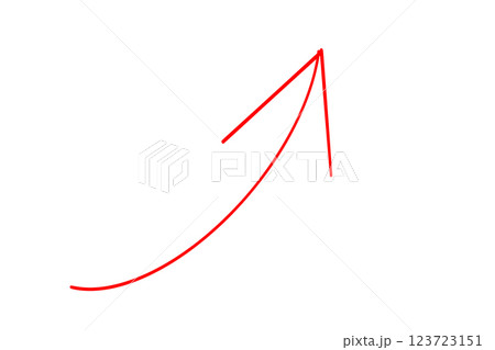 手描きの赤い細い矢印 123723151