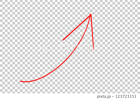 手描きの赤い細い矢印 123723151
