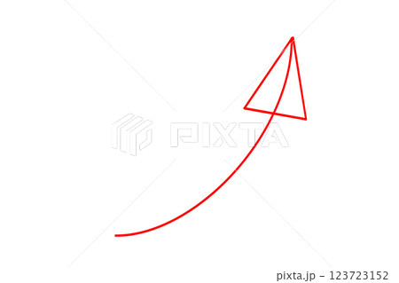 手描きの赤い細い矢印 123723152