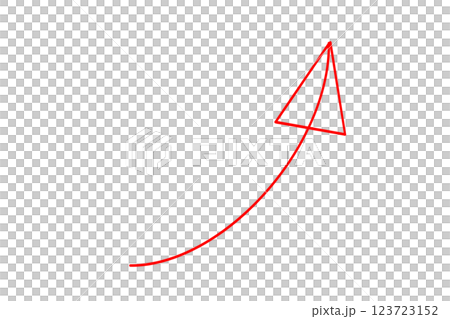 手描きの赤い細い矢印 123723152