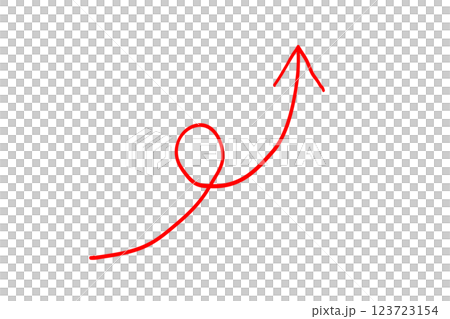 一回転している手描きの赤い細い矢印 123723154