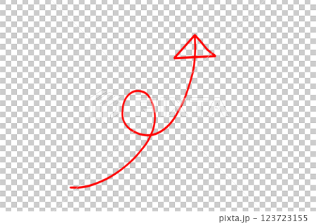 一回転している手描きの赤い細い矢印 123723155