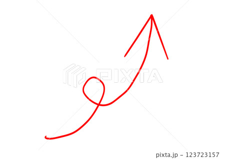 一回転している手描きの赤い細い矢印 123723157