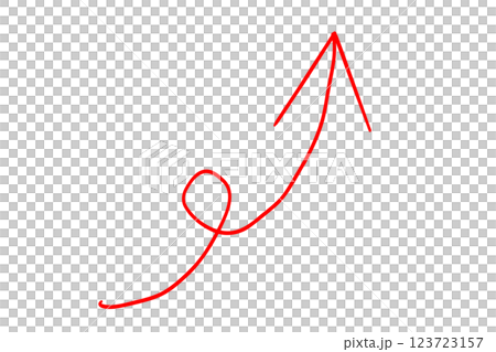 一回転している手描きの赤い細い矢印 123723157