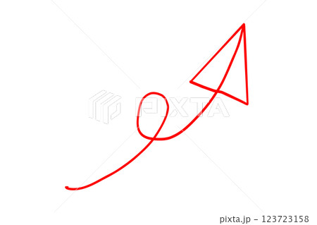 一回転している手描きの赤い細い矢印 123723158