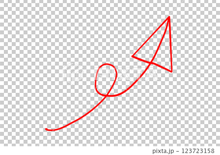 一回転している手描きの赤い細い矢印 123723158
