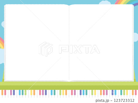鍵盤とノートの背景素材 123723312