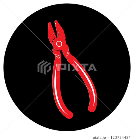 Diagonal pliers icon.Flat silhouette version. 123724484