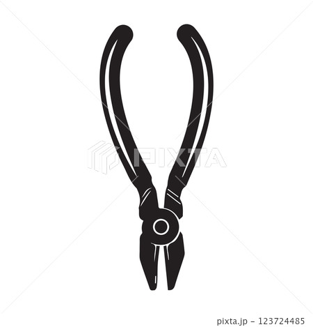 Diagonal pliers icon.Flat silhouette version. 123724485