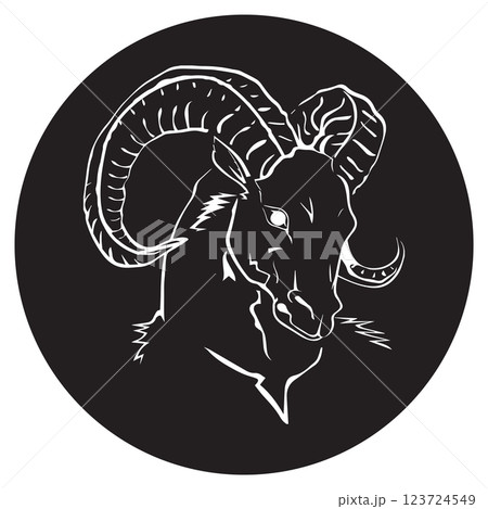 Ram head logo set. Goat vector icon logo design simple 3D style template. Goat head vector 123724549