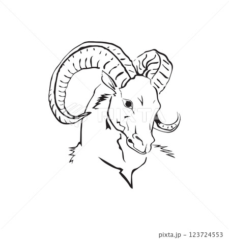 Ram head logo set. Goat vector icon logo design simple 3D style template. Goat head vector 123724553