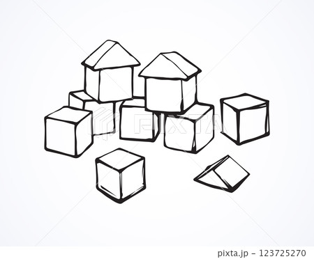 Children's cubes. Vector drawing 123725270