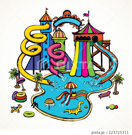 Aquapark. Vector drawing Aquapark. Vector drawing 123725311