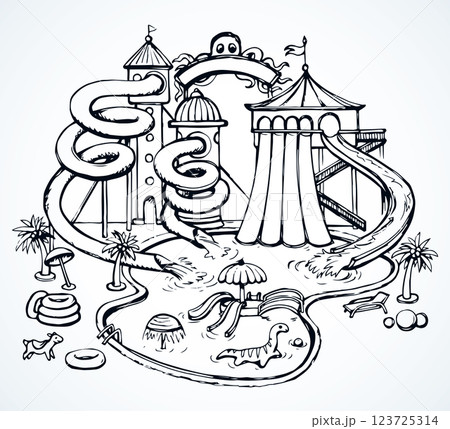 Aquapark. Vector drawing 123725314