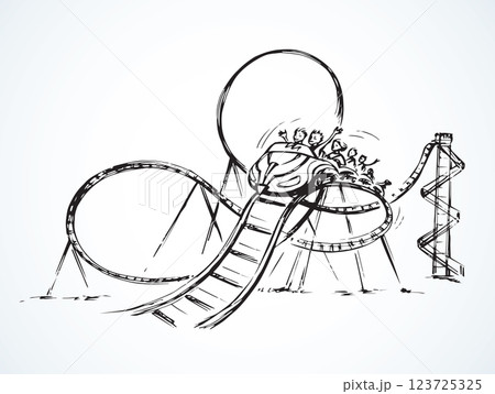 Roller coaster. Vector drawing 123725325
