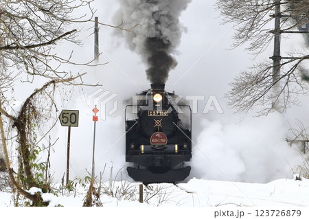 雪景色の磐越西線SL 雪景色の磐越西線SL 123726879