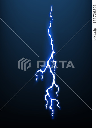 Lightning animation with sparks. Electricity thunderbolt danger, light electric powerful thunder. Bright energy effect, vector illustration 123726891