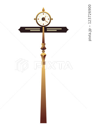 Clock for railway station platform. Empty station interior with retro style clock. Cartoon vector illustration Clock for railway station platform. Empty station interior with retro style clock. Cartoon vector illustration 123726900