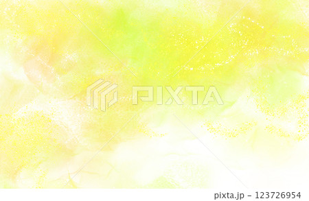 黄色と緑の水彩画風アルコールインクアート 抽象的な背景素材 123726954