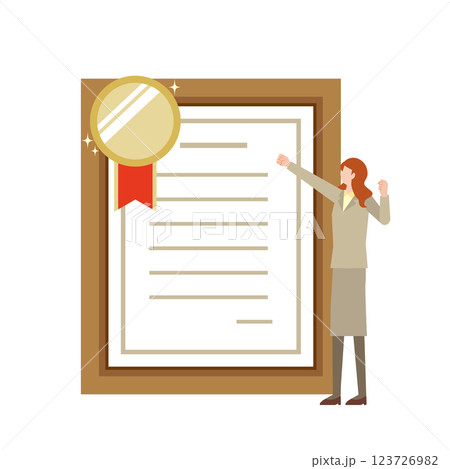 受賞をよろこぶ女性 123726982