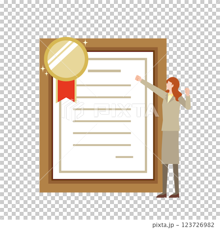 受賞をよろこぶ女性 123726982