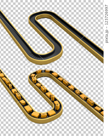 Set of Airport luggage conveyor belt or baggage claim area with suitcases on white background. 3d render of travel vacation concept. Set of Airport luggage conveyor belt or baggage claim area with suitcases on white background. 3d render of travel vacation concept. 123726997