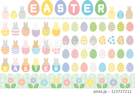 かわいいイースターエッグのイラストセット 123727212
