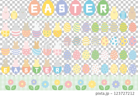 かわいいイースターエッグのイラストセット 123727212