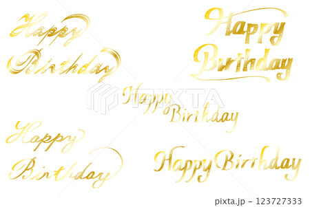 「お誕生日おめでとう」の手書き文字セット。カリグラフィー風。 「お誕生日おめでとう」の手書き文字セット。カリグラフィー風。 123727333