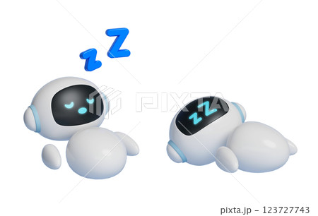Sleeping AI Robot Character 3D Graphics 123727743