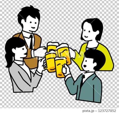 四人敬酒的插圖 123727852