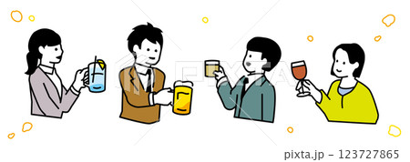 お酒を飲む人のイラストセット お酒を飲む人のイラストセット 123727865